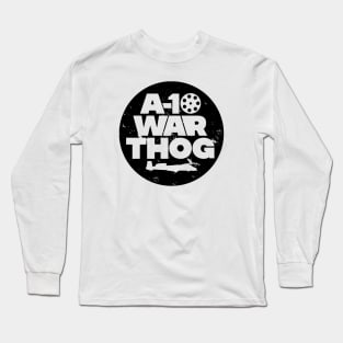 A-10 Warthog Circle Badge Black Distressed Print Long Sleeve T-Shirt